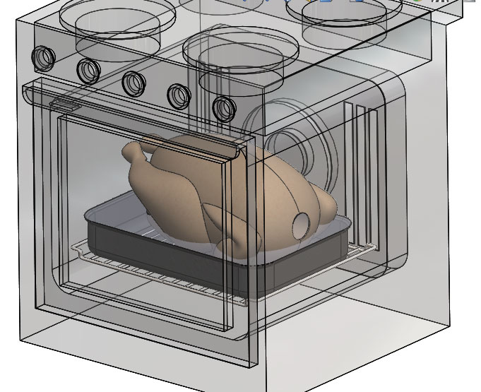 Turkey in a roaster in a convection oven FloEFD model