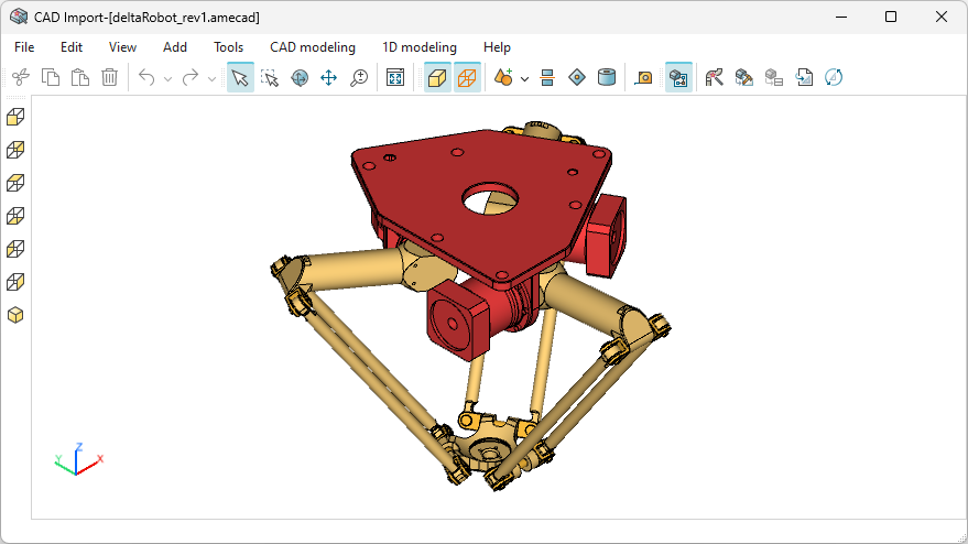 Simcenter Amesim - 3D CAD of delta robot in CAD Import