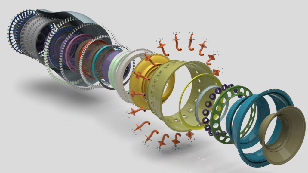 Jet engine assembly (Generated with NX).