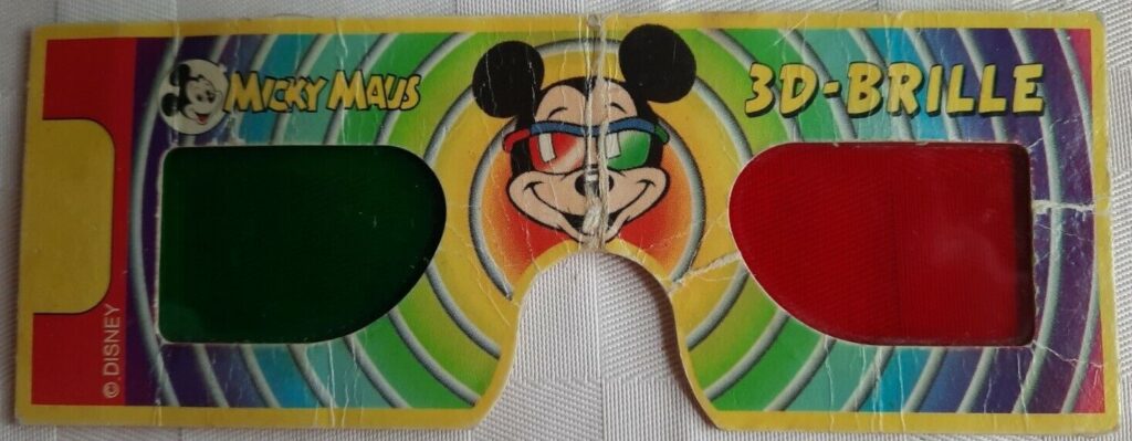 Red and Green 3D Mickey Mouse cardboard glasses