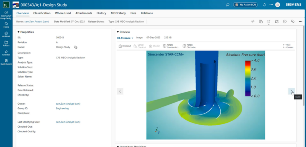 It's also easy to dive into the details of individual designs with Teamcenter Simulation SPDM software integrated into Teamcenter PLM