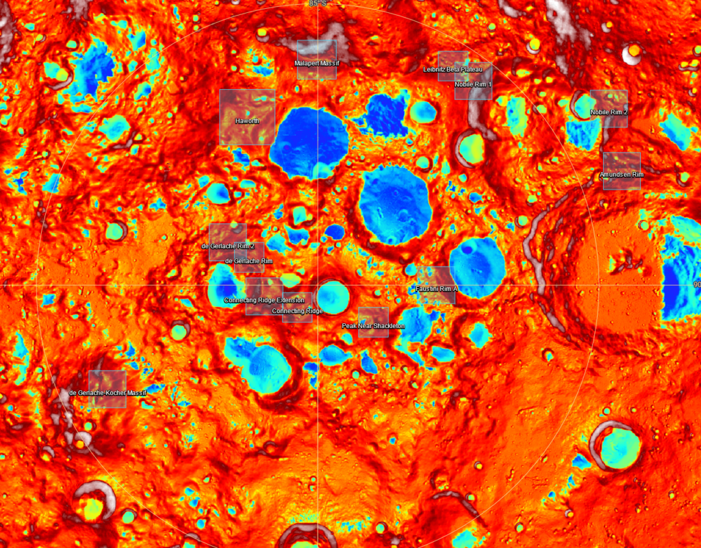 The thermal data composition of the lunar surface used to create our thermal simulation - image from https://quickmap.lroc.asu.edu/ 