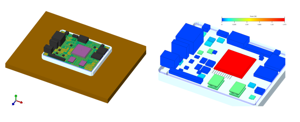 PCB component power plot for a thermal analysis in Simcenter Flotherm 2410 software