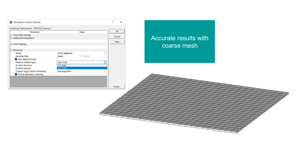 Structural analysis second order elements in Simcenter FLOEFD 2412 software release