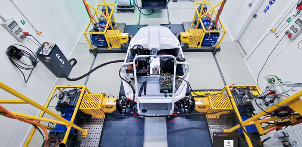 Safe high-voltage zone measurements in action: Engineers conduct tests with Simcenter SCADAS RS and CSM measurement systems on public roads and in a protected testing environment.