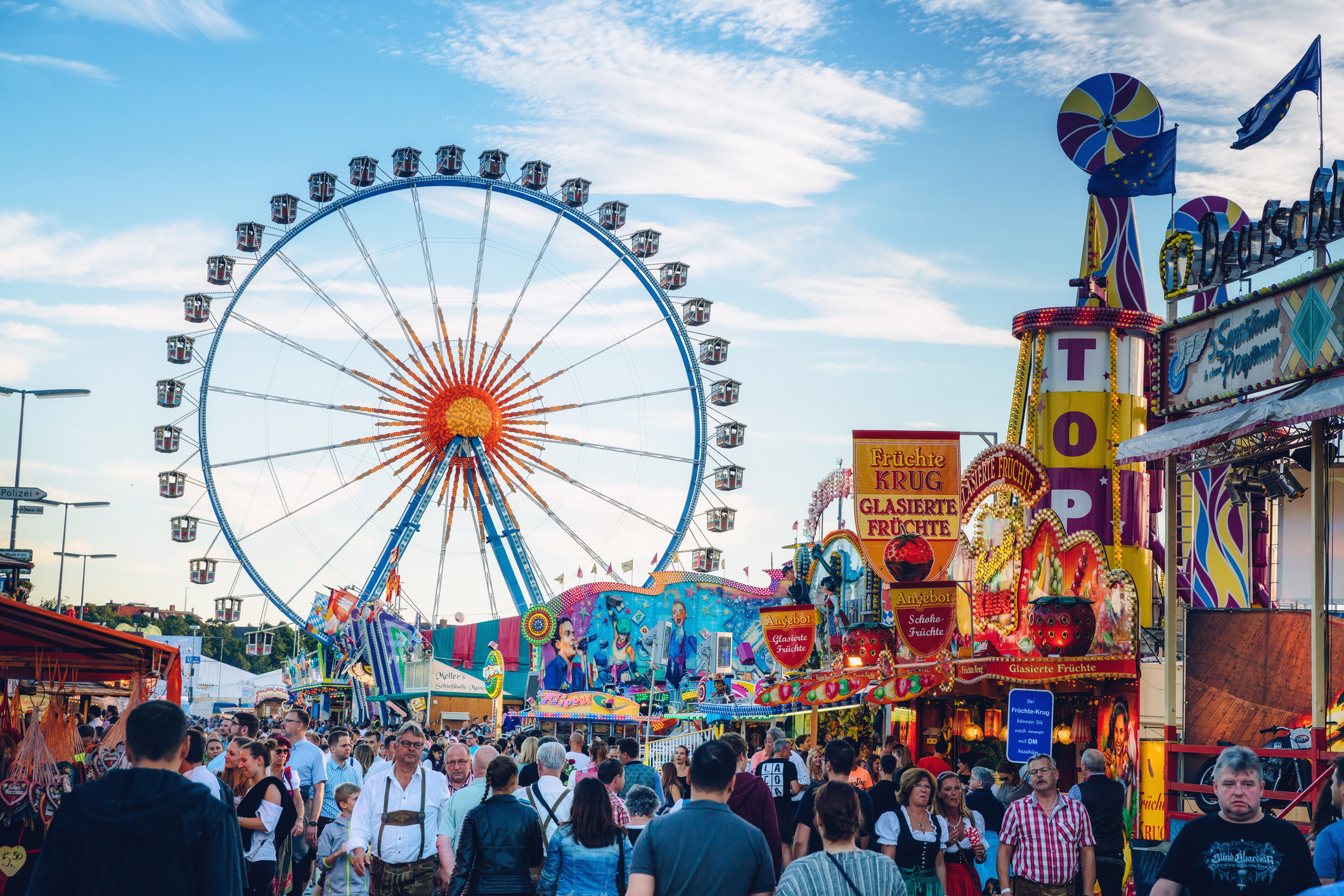 Oktoberfest Fairgrounds with Ferris Wheel in the background