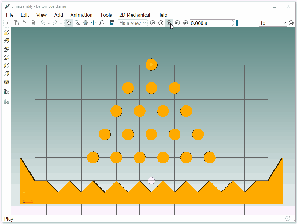 Simulation of ball falling