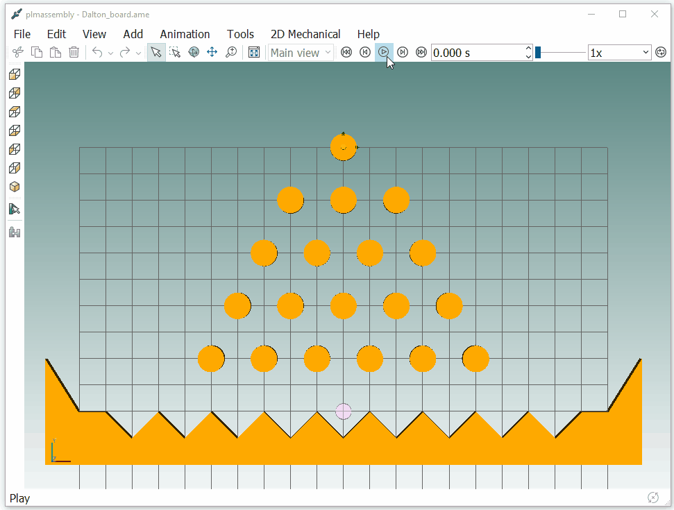 Second simulation of ball falling
