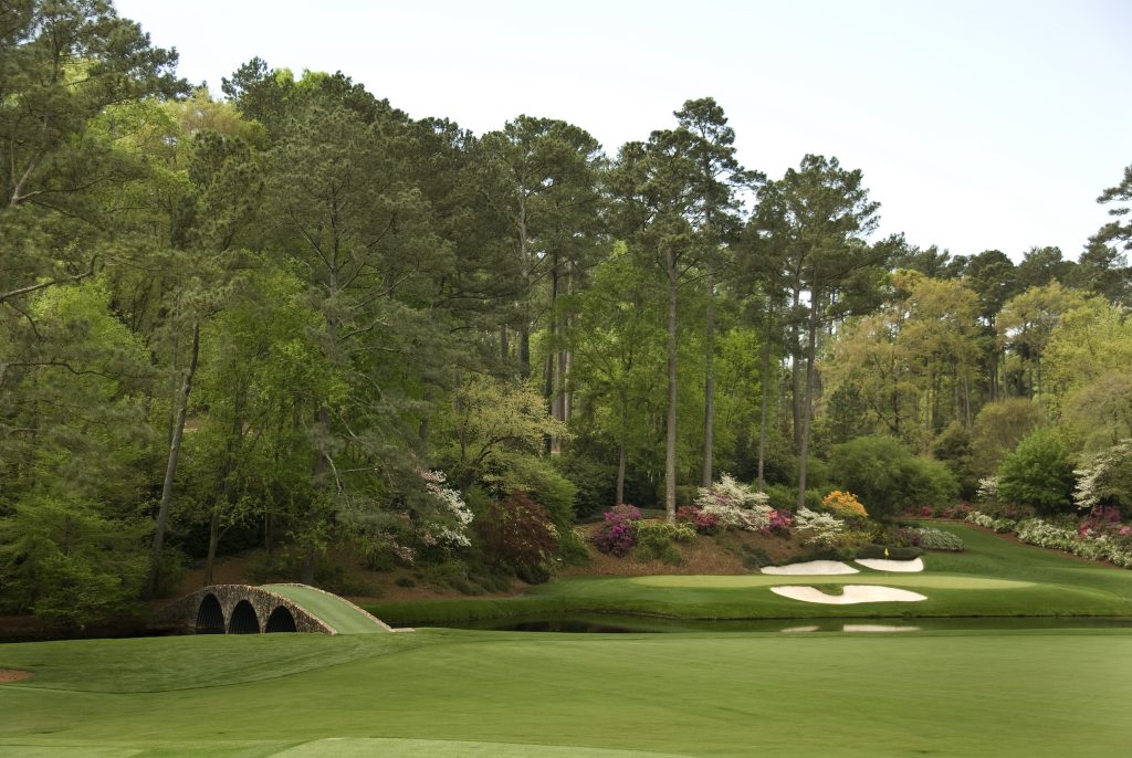 The famous Ben Hogan bridge on the 12th hole at Augusta National, home of the Masters.