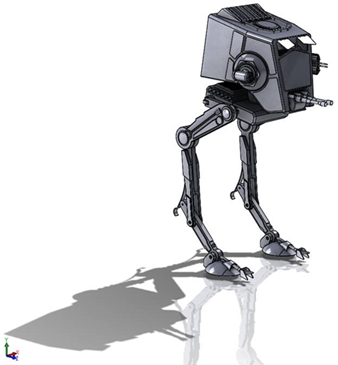 Star Wars AT-ST CAD model to be used for simulation set up in Simcenter Hypermesh