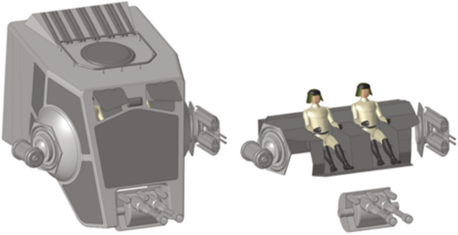 AT-ST head and view of inner seats with reference AT-ST pilots