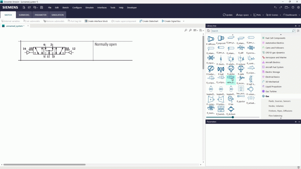 Valve builder for gas library in Simcenter Amesim 2604