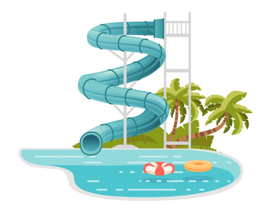 Cartoon image of a waterslide