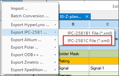 IPC 2581C Import and Export