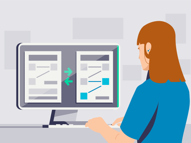 illustration of woman managing manufacturing bill of materials