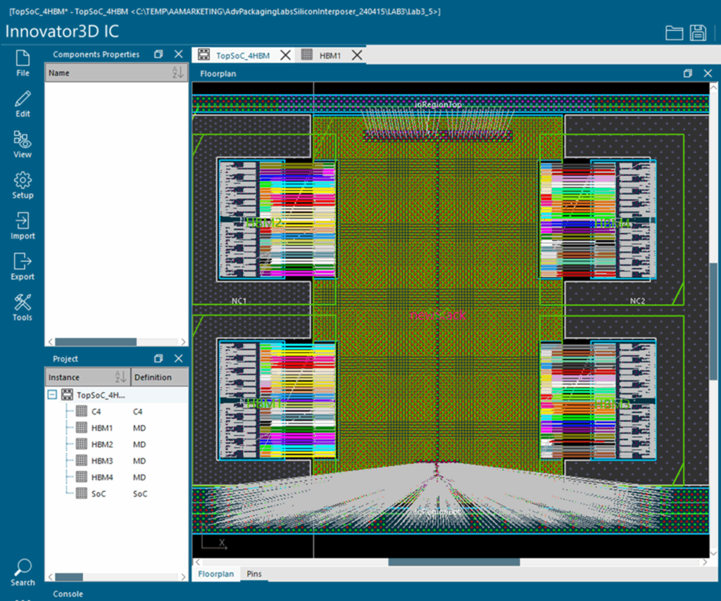A fully floorplanned and optimized design in Innovator3D IC