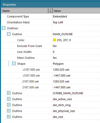 A screen capture of Innovator3D IC Integrator showing custom outlines dialog.