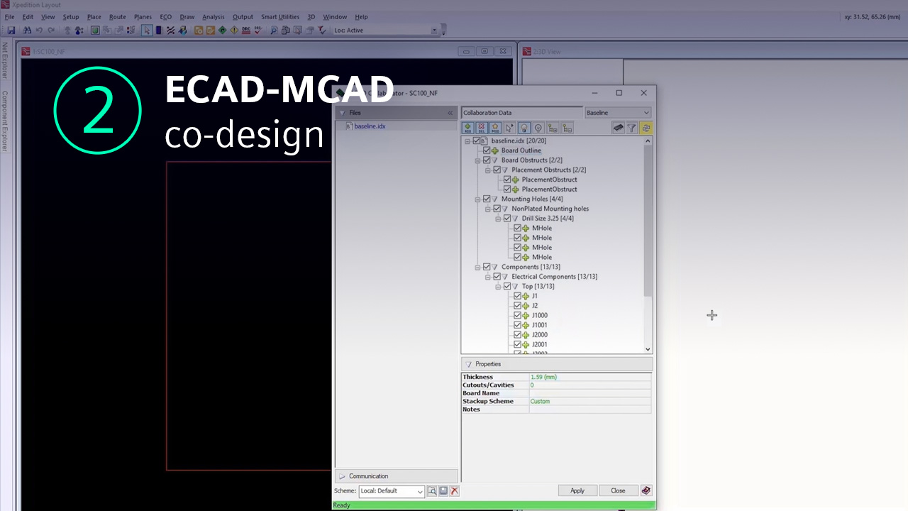 Xpedition software showing ECAD MCAD co-design