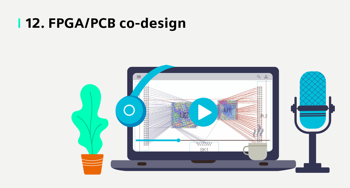 An illustration showing PADS FPGA/PCB co-design on a computer screen.