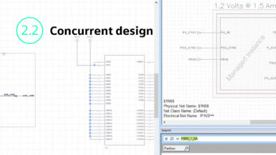 Screen capture of Xpedition pcb design software showing concurrent design