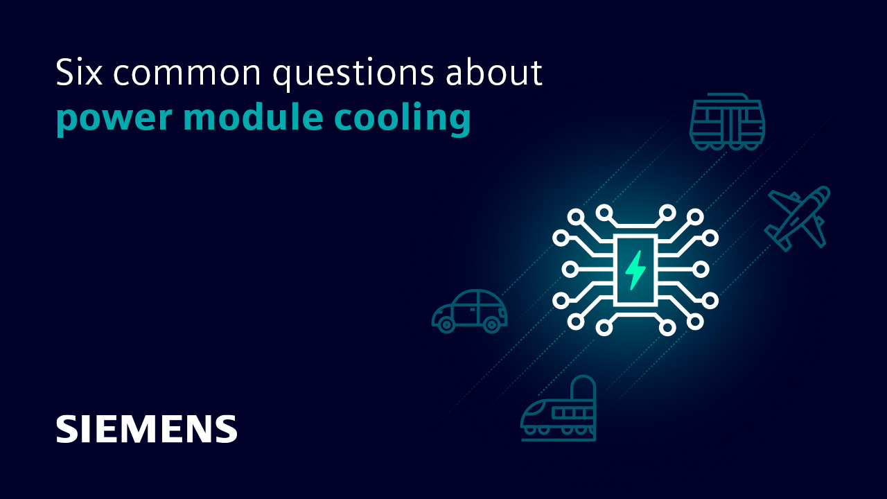 Illustration of a power module with text that says Six common questions about power module cooling