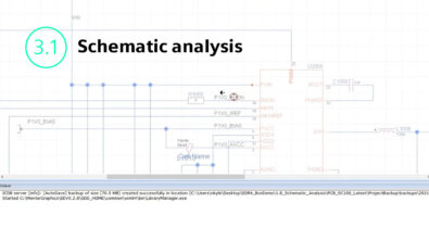 Screen shot of Xpedition schematic analysis with text that says PCB design best practices: schematic analysis
