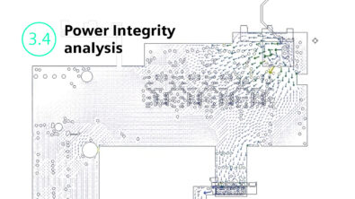 Image of HyperLynx software with text onscreen that says Power integrity analysis