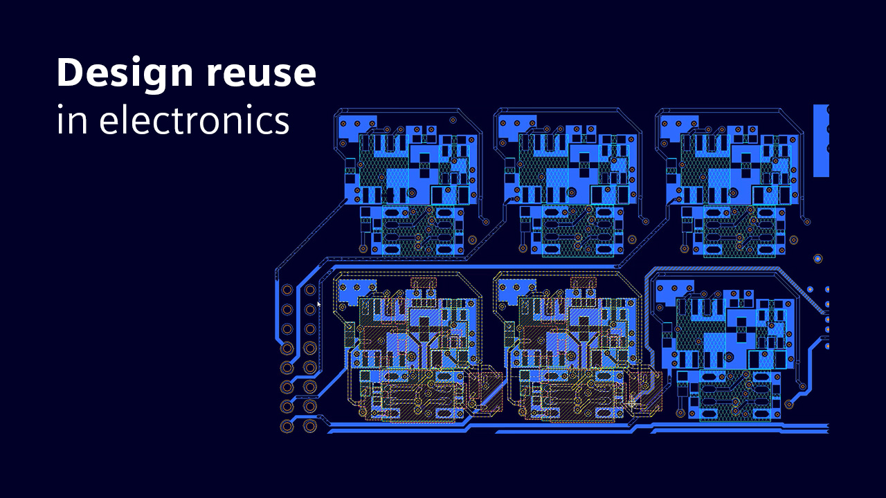 An image of Xpedition software showing managed blocks with text onscreen that says Design reuse in electronics