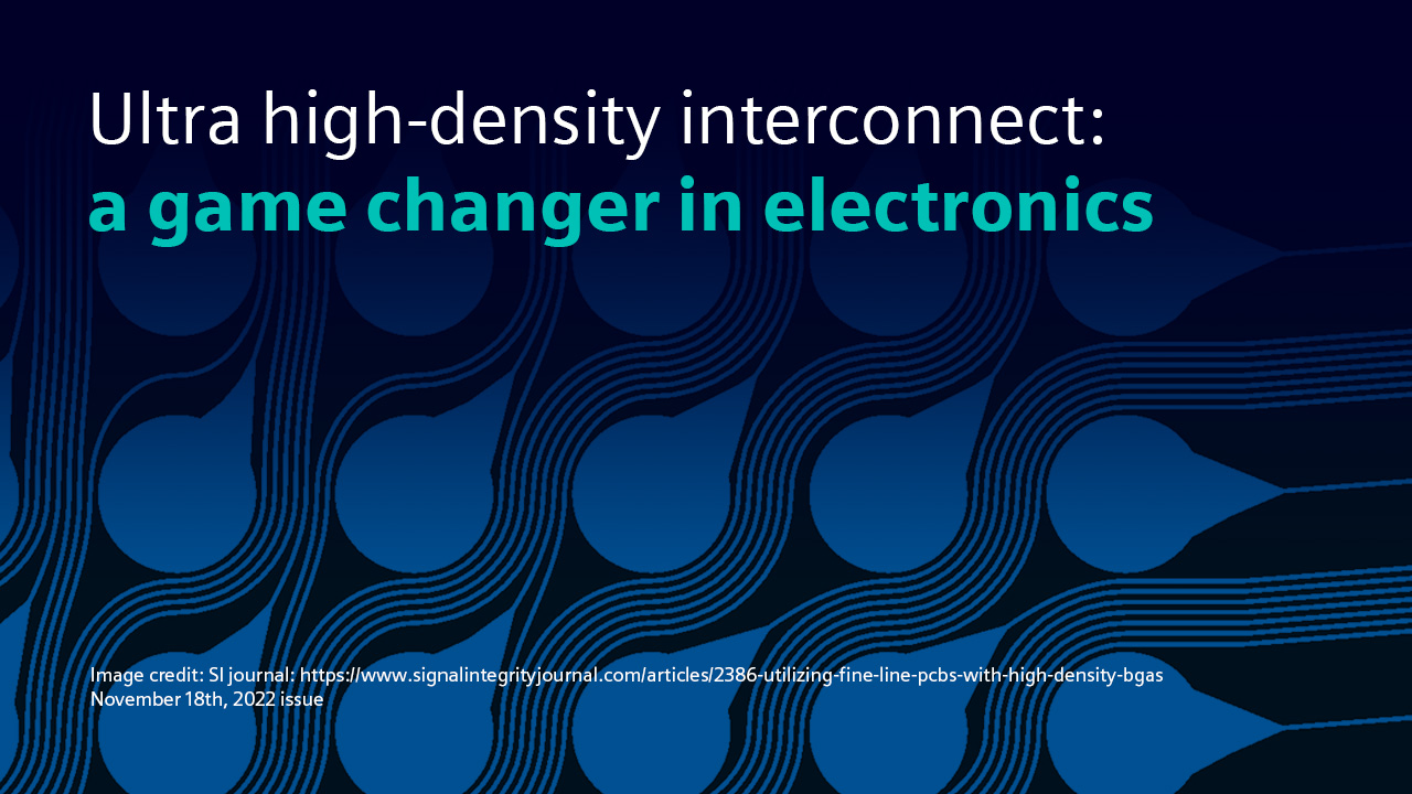 A close up image of BGAs with text that says Ultra high-density interconnect: a game changer in electronics