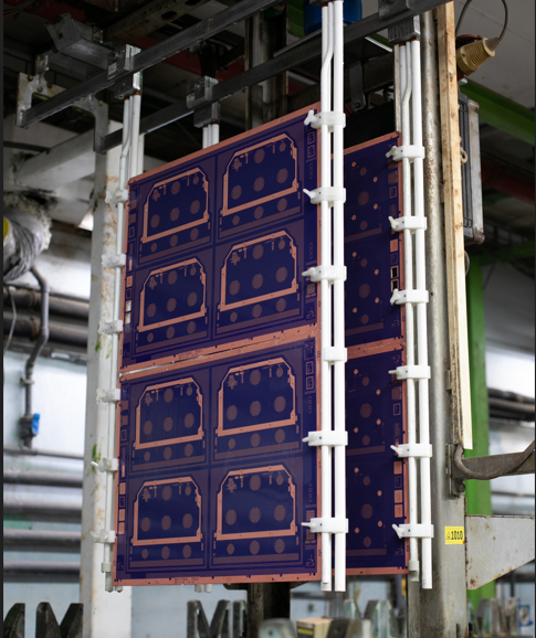 PCB during the lamination process during fabrication