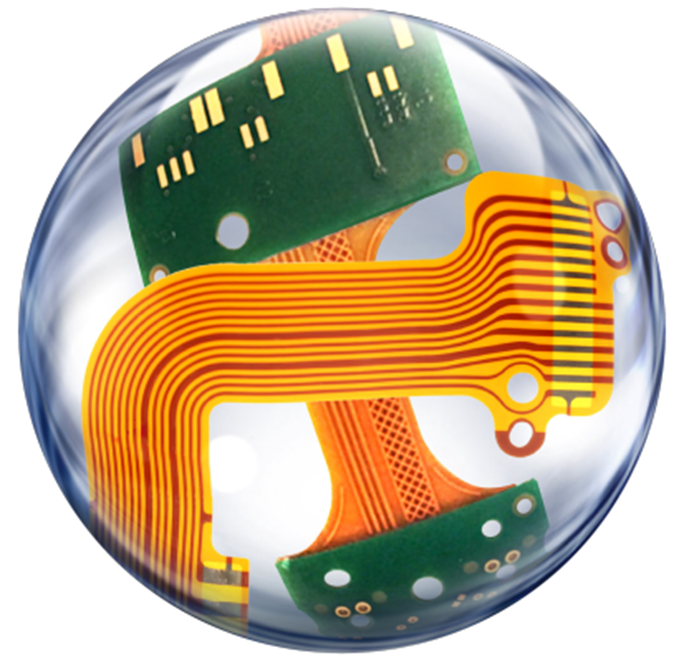 An sphere with a flexible PCB inside.