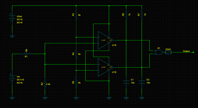 Fig. 1: Voltage monitor schematic in Xpedition Designer.