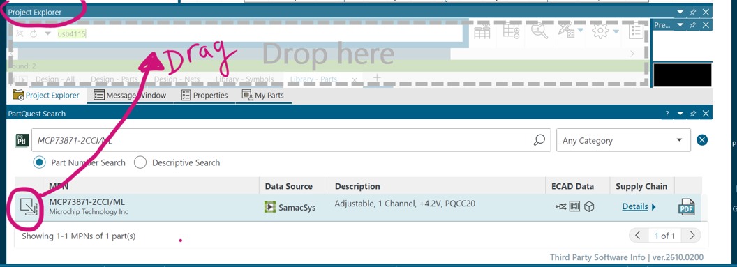 Screenshot showing part drag and drop