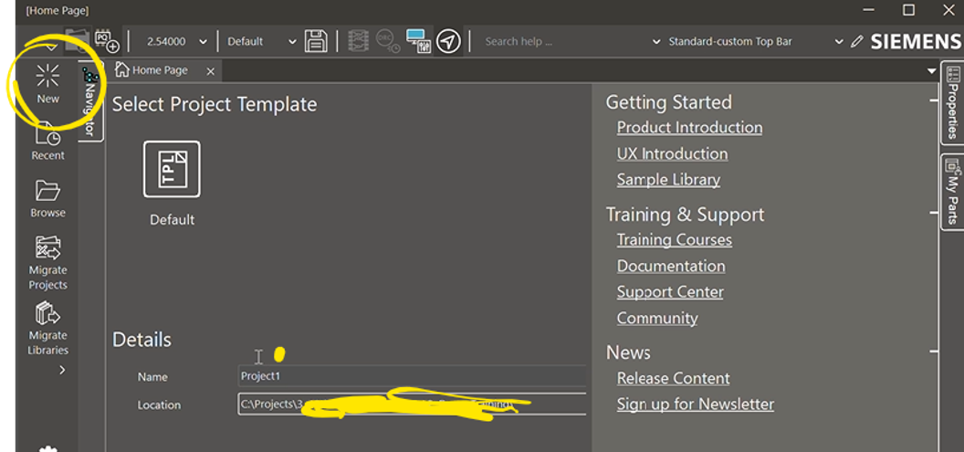 Screenshot of Xpedition Standard project naming