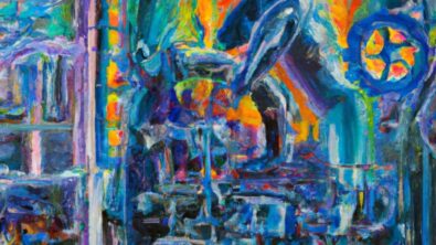 The transformative power of fusing Machine Learning and physics-based simulation in CAE tools - Oil painting by DALL-E