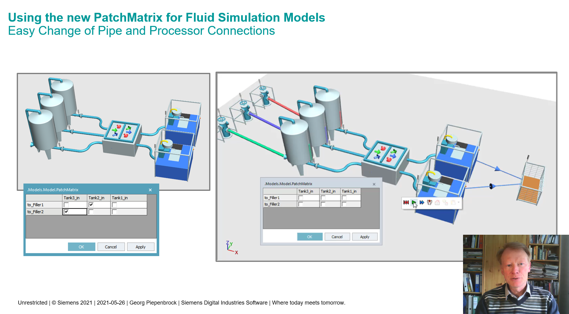 Using the new PatchMatrix for Fluid Simulation ModelsEasy Change of Pipe and Processor Connections