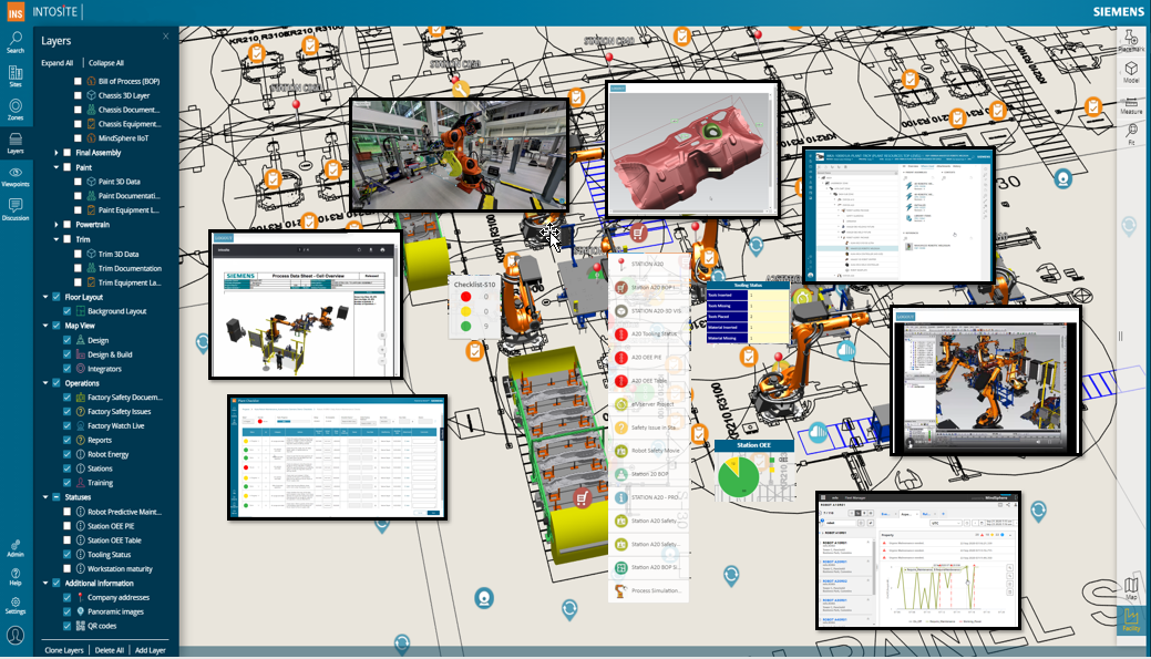 Intosite for manufacturing information and factory navigation
