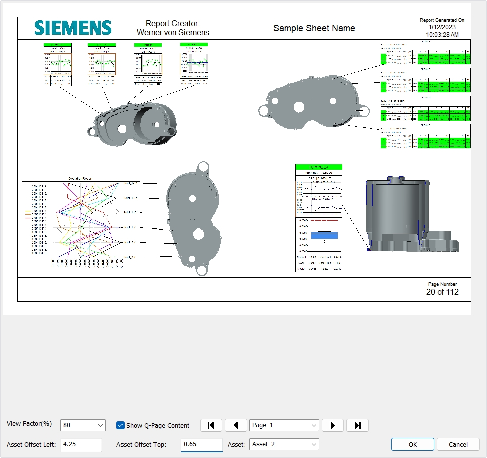 Image of multiple assets on a Q-page in model-based-quality software from Siemens.