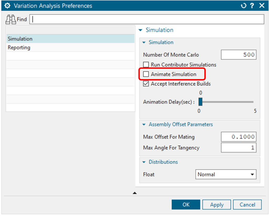 Image of feature animation settings in model-based-quality software from Siemens.