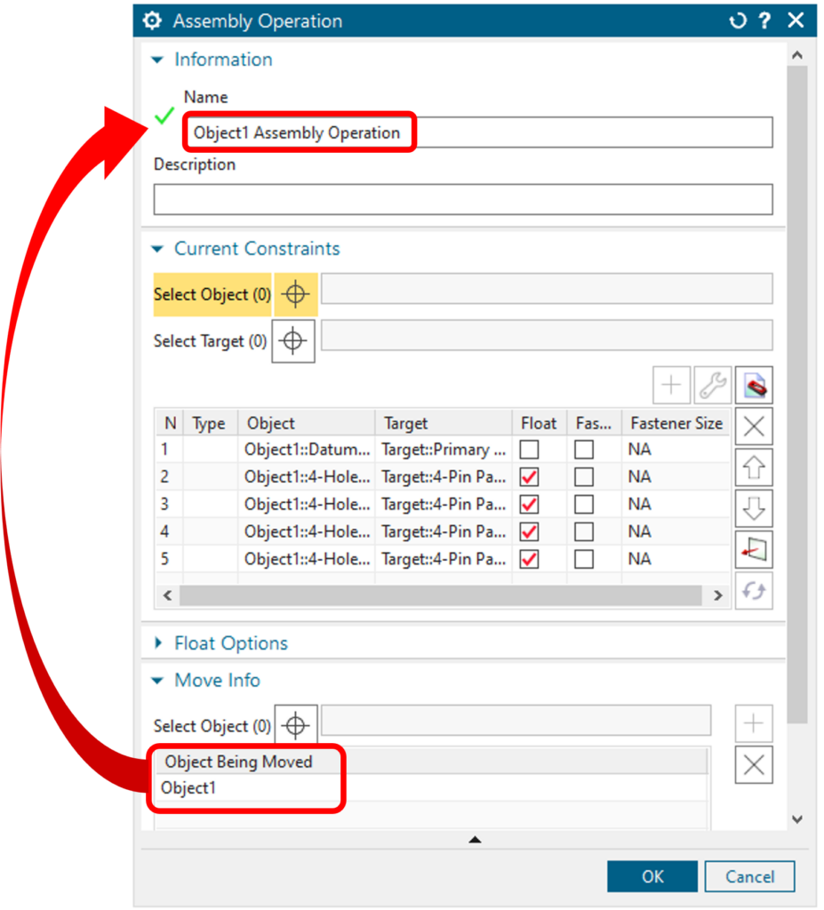 Image of automatic assembly operation naming in model-based-quality software from Siemens.