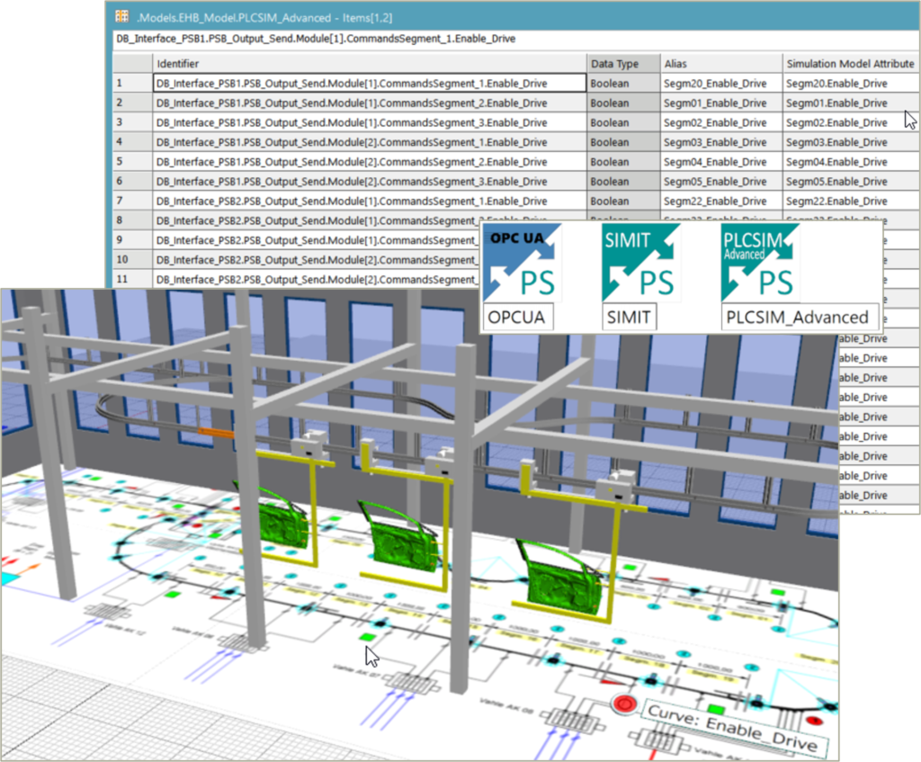 Plant Simulation 2302 OPC UA interface.