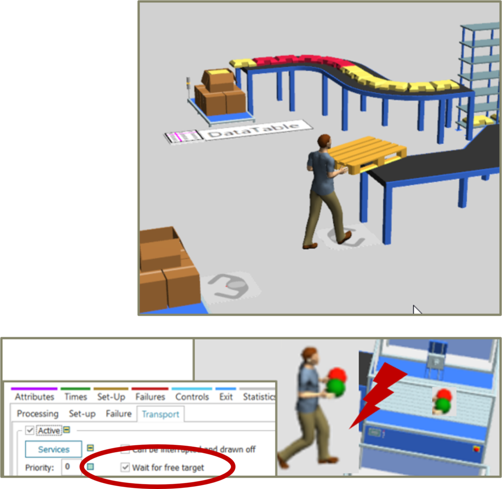 Plant Simulation 2302 worker part carry.