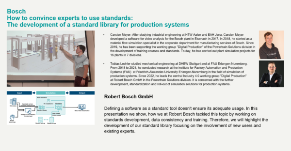 2023 Plant Simulation User Conference Agenda: Robert Bosch GmbH Lecture