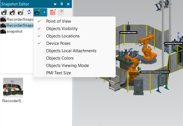 Image of snapshots in Process Simulate Collaborate software.