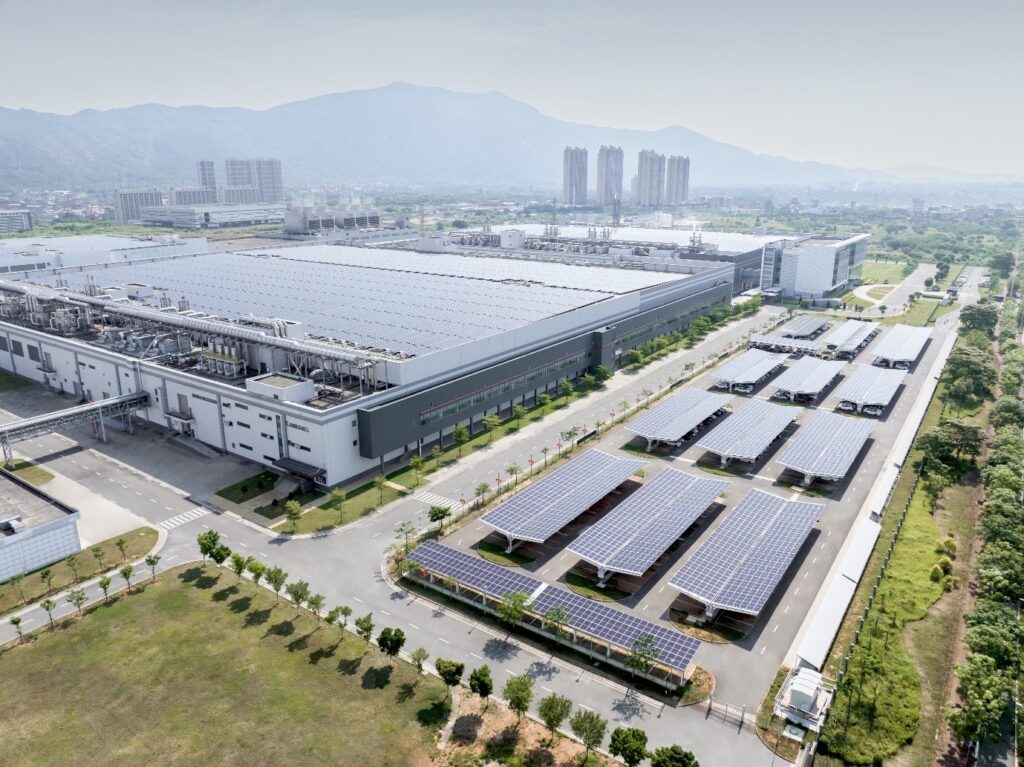 Aerial photo of a sustainable factory.