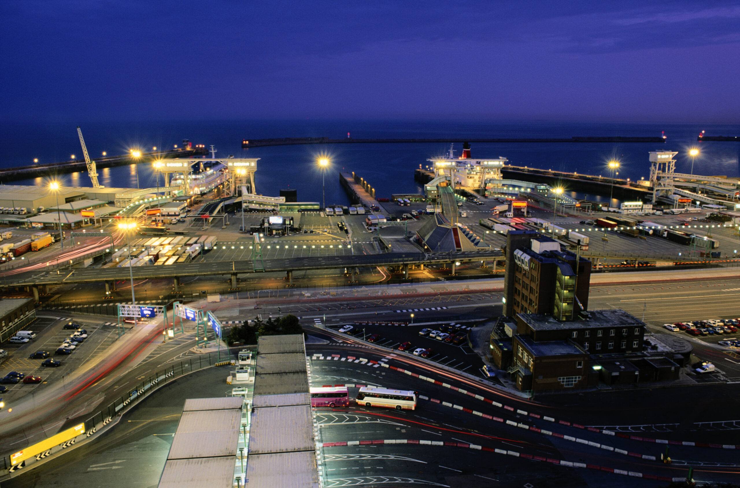 Logistics hub by night