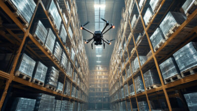 Drone in a warehouse