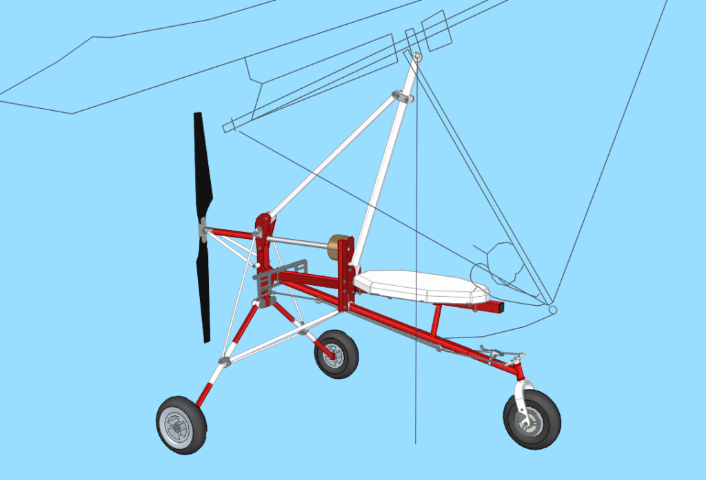 This image shows how Ephi is using Solid Edge to ensure the center of gravity of the trike is in the correct location, and the control bar is also positioned correctly