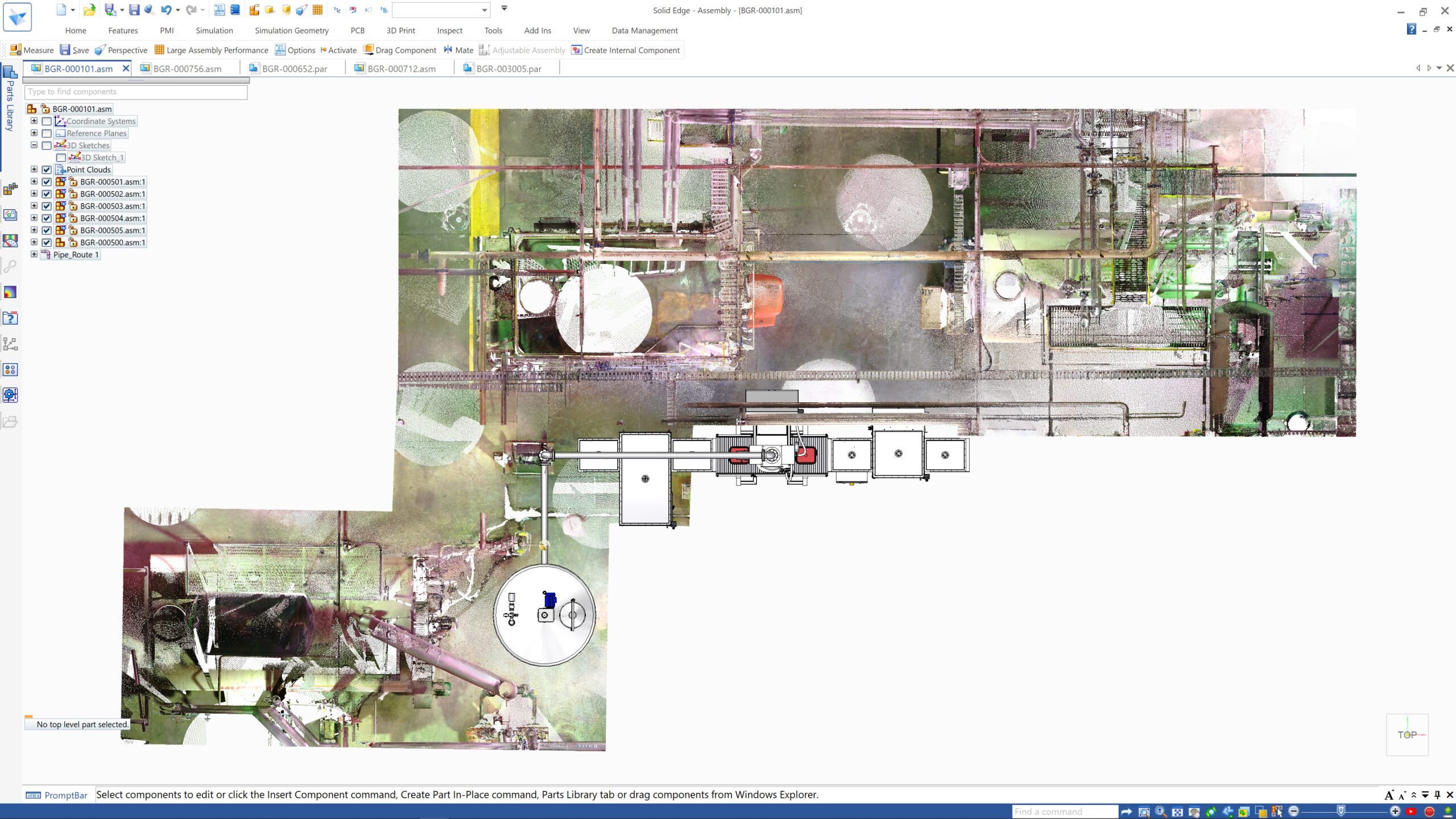 Reference point cloud with tank from top (scaled)