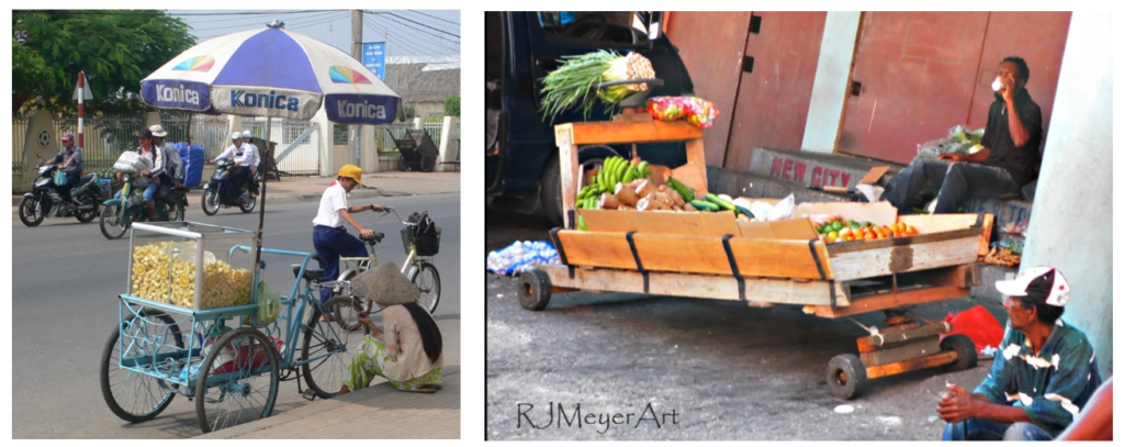 Tricycles and pushcarts
